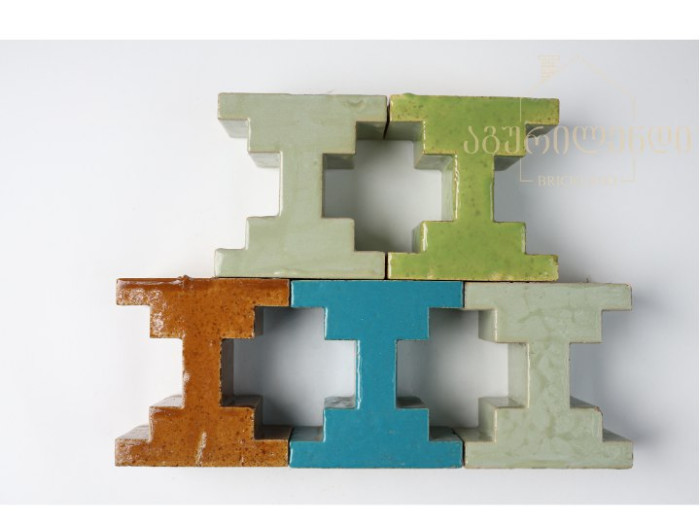 Handmade glazed brick ornament